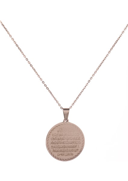 Gümüş Renk Ayetel Kürsi ve Nazar Duası Yazılı Çelik Kolye Paslanmaz Kararmaz Zincir fiyatları