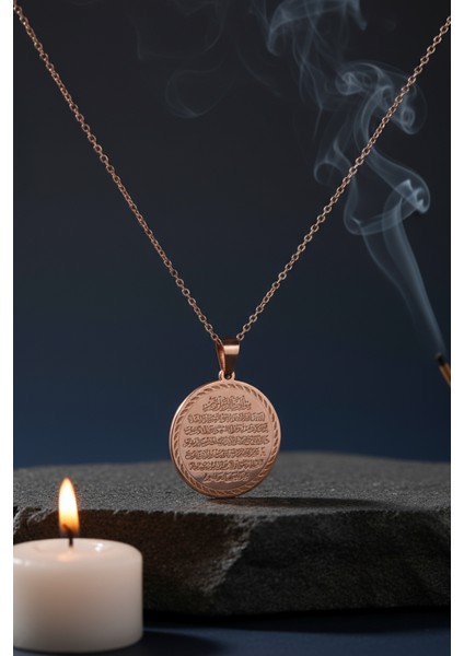 Gümüş Renk Ayetel Kürsi ve Nazar Duası Yazılı Çelik Kolye Paslanmaz Kararmaz Zincir fırsatları