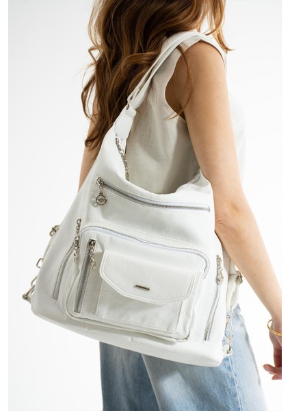 Büyük Boy Yumuşak Deri Hem Sırt Hem Omuz Çantası 540