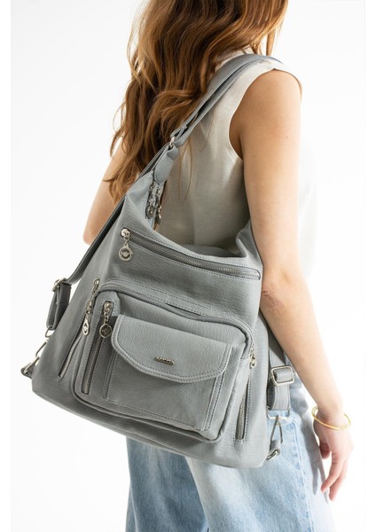 Büyük Boy Yumuşak Deri Hem Sırt Hem Omuz Çantası 540