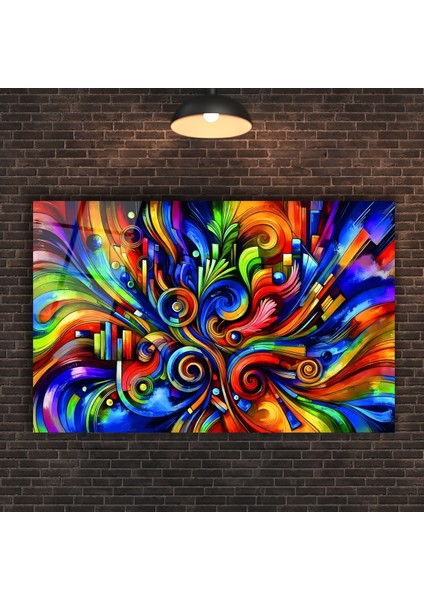 Rengarenk Soyut Desenler Cam Tablo fırsatları
