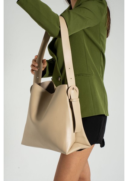 Siyah Içi Süet Yumuşak Deri Çıtçıt ve Fermuarlı Iç Bölme Büyük Boy Shopper Çanta