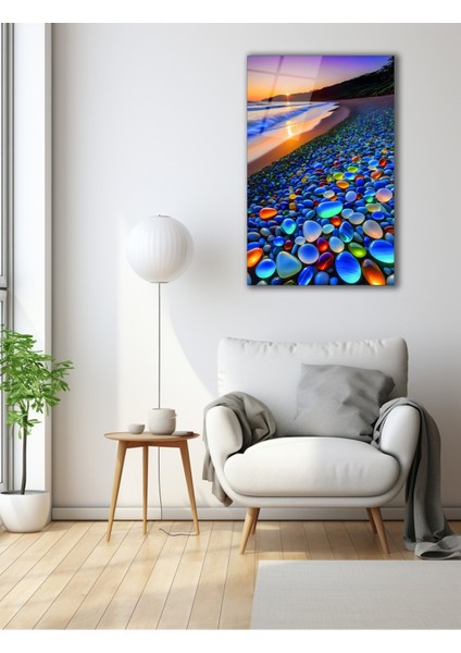 Sahilde Çakıl Taşları Cam Tablo fiyatları