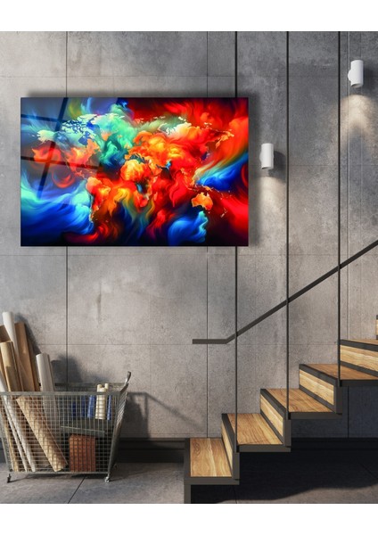 Rengarenk Dünya Haritası Cam Tablo indirimleri