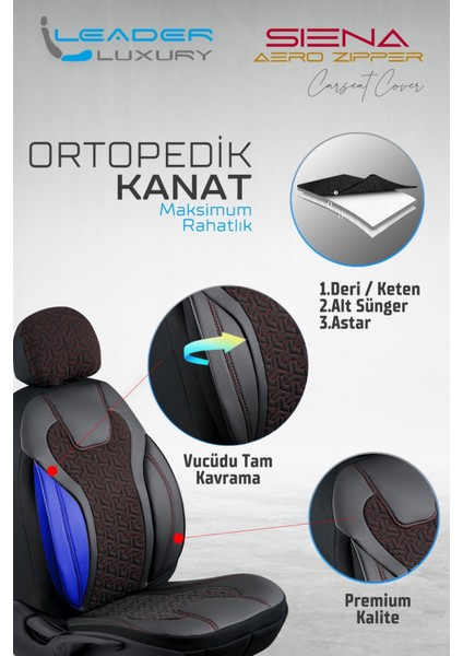 Volvo XC70 Deri Detaylı Oto Koltuk Kılıfı Ön Arka Set Siyah Kırmızı Siena Seri Scr fırsatları