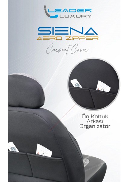 Hyundai Elantra Deri Detaylı Oto Koltuk Kılıfı Ön Arka Set Siyah Füme Siena Seri Scr