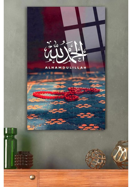 Elhamdurillah Yazılı Kırılmaz Lüks Cam Tablo Ev Hediyesi Iş Yeri Hediyesi Dini Islami Cam Tablo