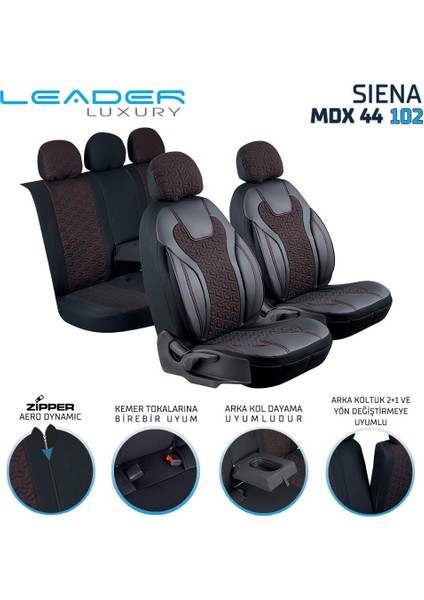 Seat Arona Deri Detaylı Oto Koltuk Kılıfı Ön Arka Set Siyah Kırmızı Siena Seri Scr modelleri