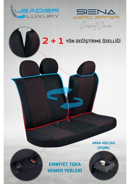 Seat Arona Deri Detaylı Oto Koltuk Kılıfı Ön Arka Set Siyah Kırmızı Siena Seri Scr indirimleri