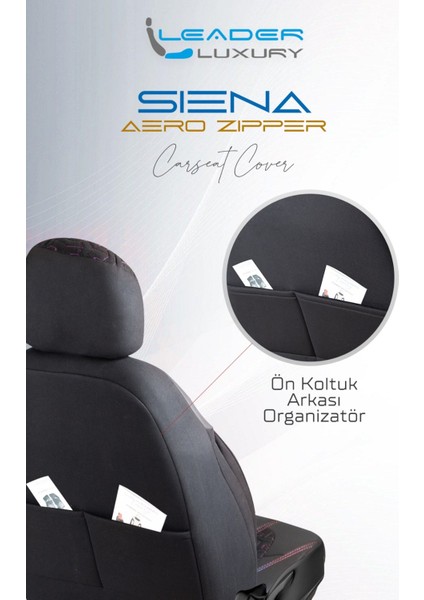 Seat Arona Deri Detaylı Oto Koltuk Kılıfı Ön Arka Set Siyah Kırmızı Siena Seri Scr