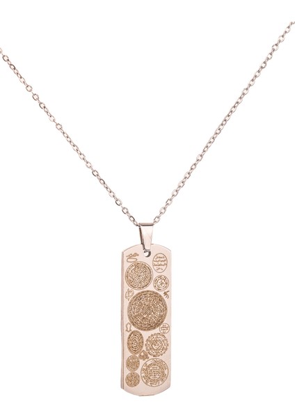 Dikdörtgen Gümüş Kaplama Dualı Çelik Kolye Çelik Zincirli Kararmaz Paslanmaz Silinmez