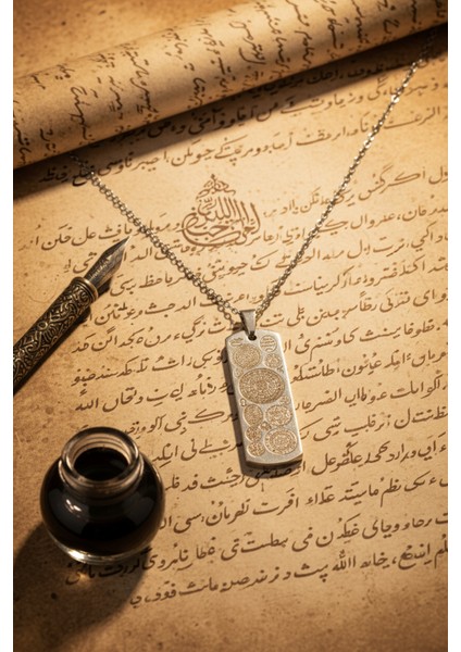 Dikdörtgen Gümüş Kaplama Dualı Çelik Kolye Çelik Zincirli Kararmaz Paslanmaz Silinmez fırsatları