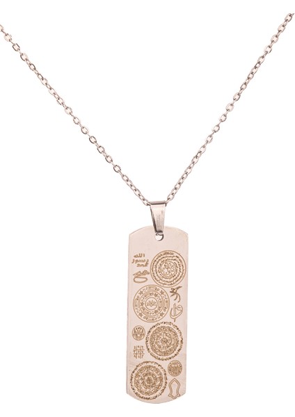 Dikdörtgen Gümüş Kaplama Dualı Çelik Kolye Çelik Zincirli Kararmaz Paslanmaz Silinmez indirimleri