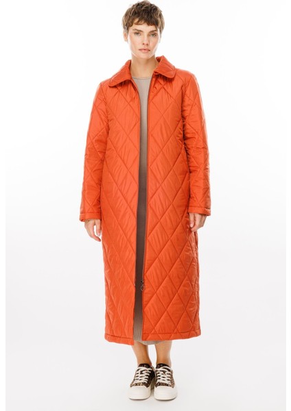 Paris Hafif Elyaf Yalıtımlı Baharlık Trençkot Kap Kaban-Kiremit