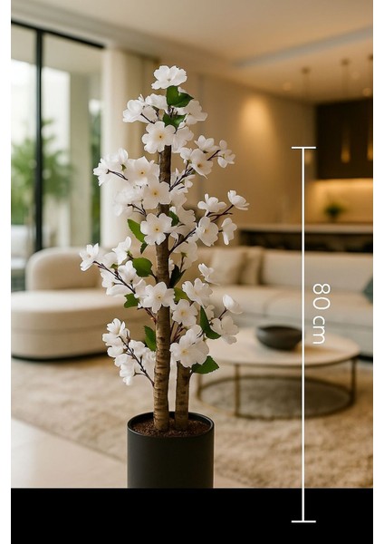 Yapay Ağaç (80) cm Bahardalı Yaprakları Lux Metal Saksı Dahıl