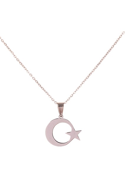 Gümüş Renk Ay Yıldız Çelik Kolye Kararmaz Paslanmaz Çelik Anlamlı ve Şık (Unisex) modelleri