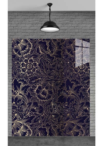 Muhteşem Bir Çiçek Deseni Temperli Cam Üzerine Tablo Sevgilinize Yılbaşı Hediye