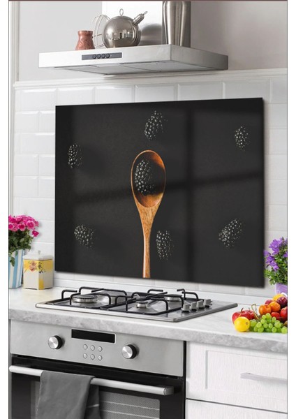 Cam Ocak Arkası Koruyucu Tezgah Ankastre Arkası Koruyucu 60X52 cm | Kaşık
