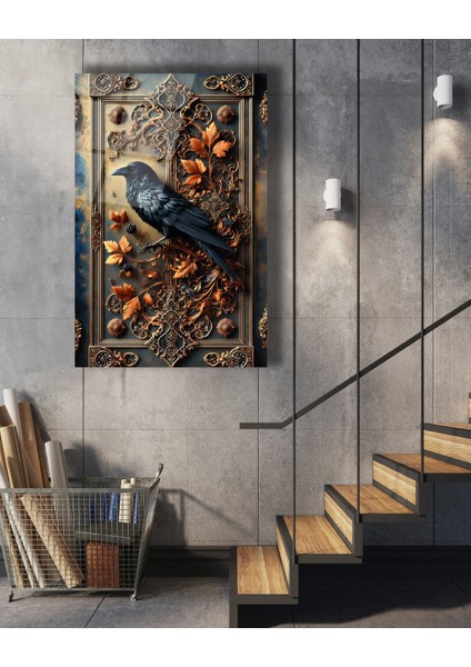 Sonbahar Motifli Karga Cam Tablo fiyatları