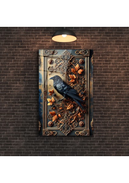 Sonbahar Motifli Karga Cam Tablo fırsatları
