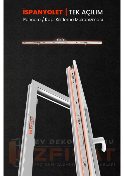 40CM Tek Açılım Ispanyolet – Pvc Pimapen Kapı Pencere Kilidi – (1 Adet) modelleri