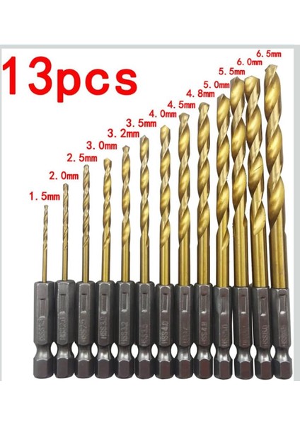 13 Parça Titan Kaplı Bits Saplı Matkap Ucu Seti fiyatları