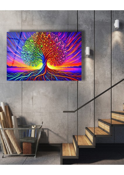Rengarenk Hayat Ağacı Cam Tablo indirimleri