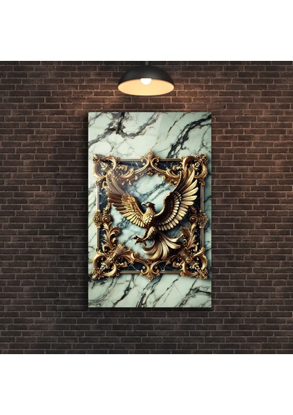 Siyah Çerçeve Içinde Altın Kartal Cam Tablo fırsatları