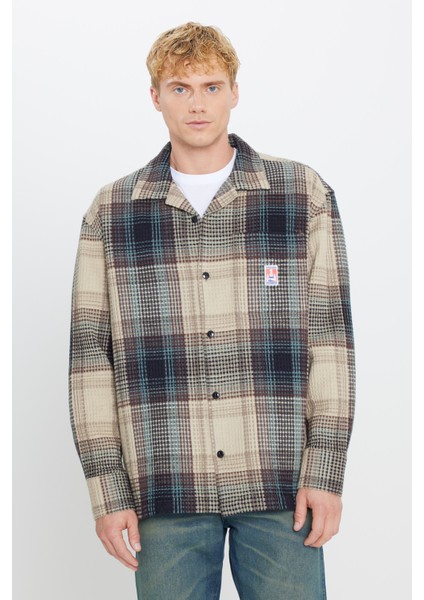 %100 Pamuk Relaxed Fit Rahat Kesim Gömlek Yaka Cepli Ceket