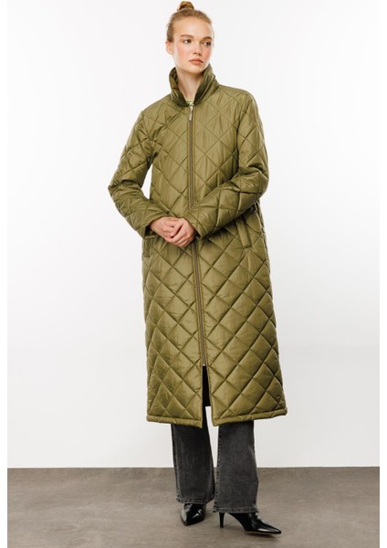 Paris Hafif Elyaf Yalıtımlı Baharlık Trençkot Kap Kaban-Yeşil modelleri