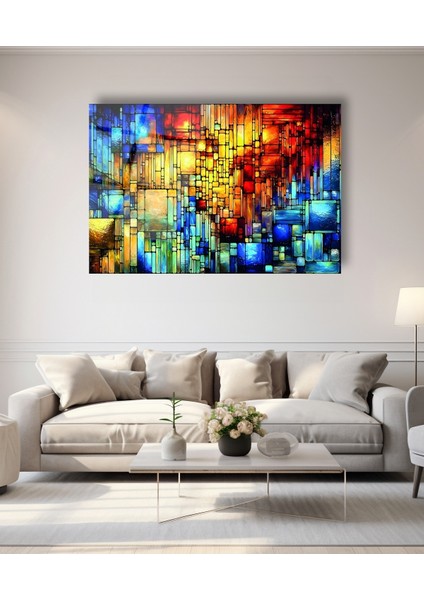 Rengarenk Yaprak Detaylı Cam Tablo modelleri