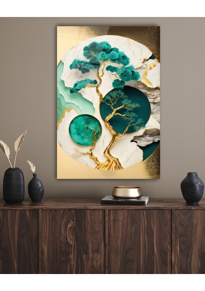 Soyut Bonsai Ağaç Cam Tablo modelleri