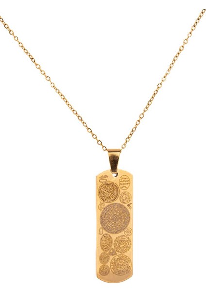 Altın Renk Dikdörtgen Altın Kaplama Dualı Çelik Kolye Çelik Zincirli Kararmaz Paslanmaz Silinmez modelleri