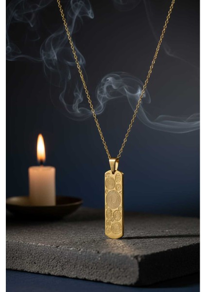 Altın Renk Dikdörtgen Altın Kaplama Dualı Çelik Kolye Çelik Zincirli Kararmaz Paslanmaz Silinmez indirimleri