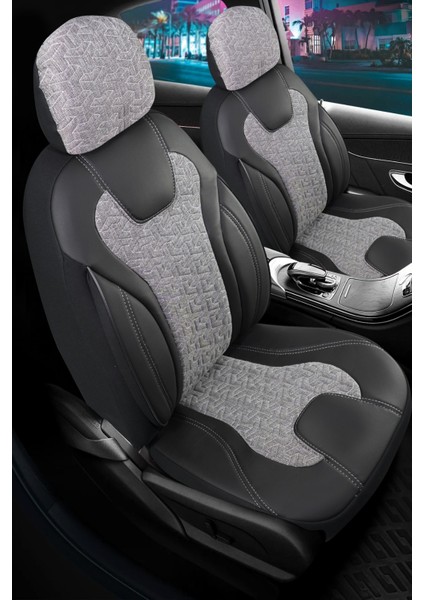 Fiat Panda Deri Detaylı Oto Koltuk Kılıfı Ön Arka Set Siyah Füme Siena Seri Scr