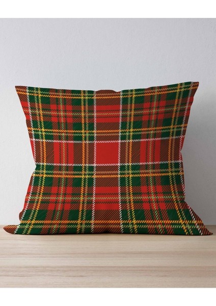 Yeşil Ekose Desenli Süet Kırlent Kılıfı, Şık ve Yılbaşı Temalı Dekorasyon fiyatları