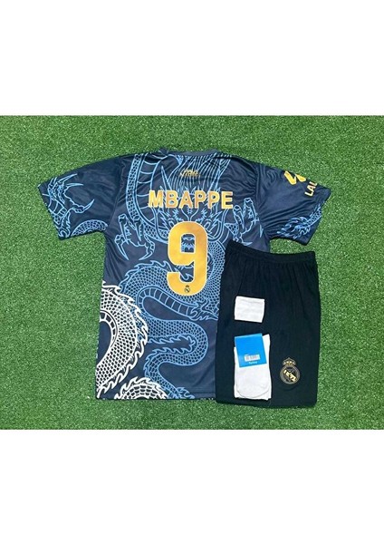 R.madridd 2024/25 Sezonu Kylian Mbappe Dragon Desenli Konsept Çocuk Forması 4'lü Set modelleri