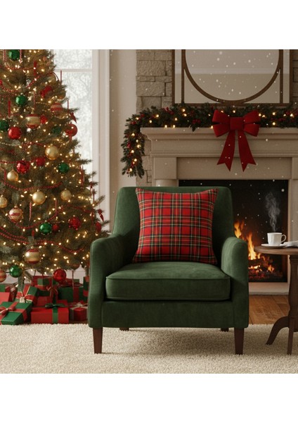 Şık Kırmızı Ekose Yılbaşı Kırlent Kılıfı – Zarif Noel Dekoru fiyatları