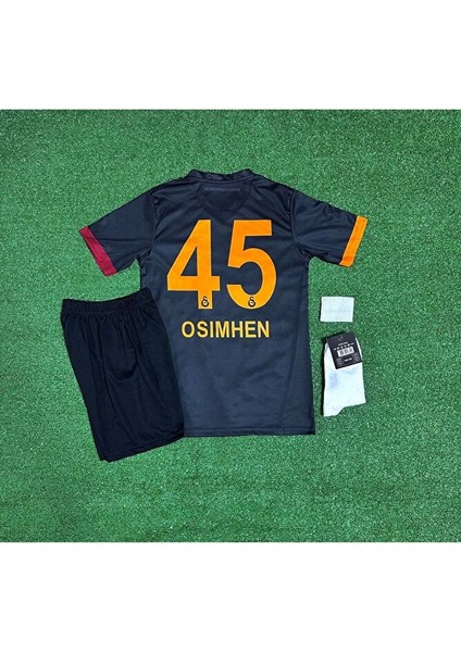 G'â.l.a.t.â.s.a.r.â.y 2024/25 O'.s.i.m.h.e.n Siyah Özel Siyah Çocuk Forması 5'li Set Maske Hediyeli