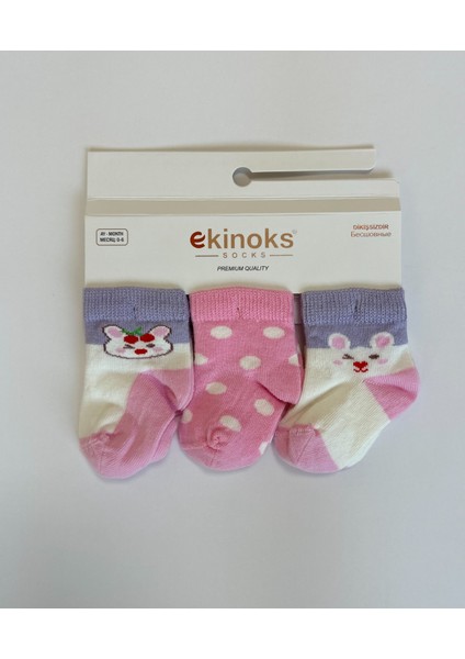 Rabi 3'lü Kız Bebek Patikli Çorap Seti