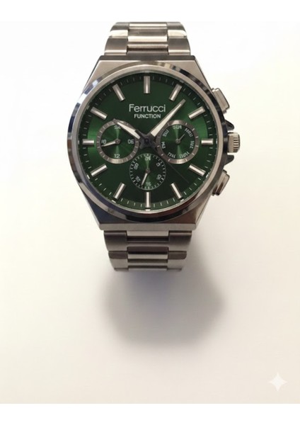 Erkek Kol Saati Gümüş Renk, Yeşil Kadran – Şık Metal Kordon, 2 Yıl Garantili