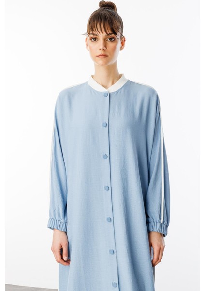 Ss Kontrast Biye Detaylı Ribana Yaka Spor Ipekçe Doku Kap/ Ferace-Mavi fiyatları