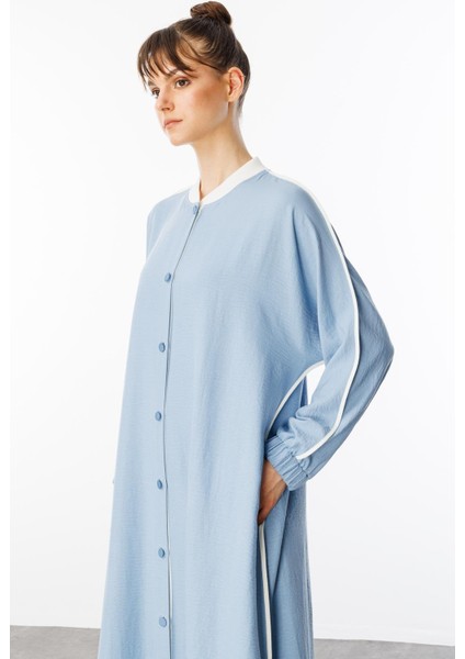 Ss Kontrast Biye Detaylı Ribana Yaka Spor Ipekçe Doku Kap/ Ferace-Mavi modelleri