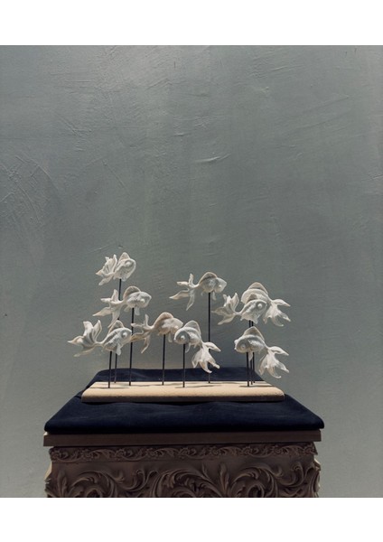 Dekoratif Balık Sürüsü Biblo – 40X10X30 cm Heykel, Ev & Ofis Dekorasyonu