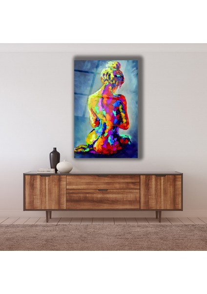 Rengarenk Kadın Nü Sanatı Cam Tablo fiyatları