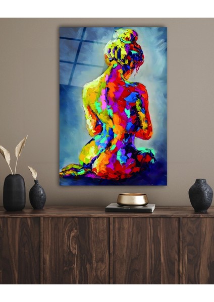 Rengarenk Kadın Nü Sanatı Cam Tablo indirimleri