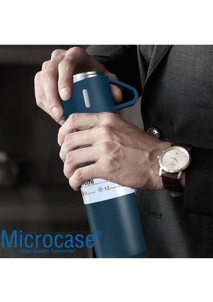 3 Bardaklı Paslanmaz Çelik 500 ml Sıcak Soğuk Tutan Çay Kahve Su Termosu - AL3678 0,50 L Içecek Çeli