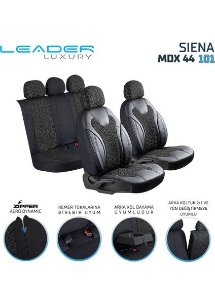 Peugeot 305 Deri Detaylı Oto Koltuk Kılıfı Ön Arka Set Siyah Beyaz Siena Seri Scr fiyatları