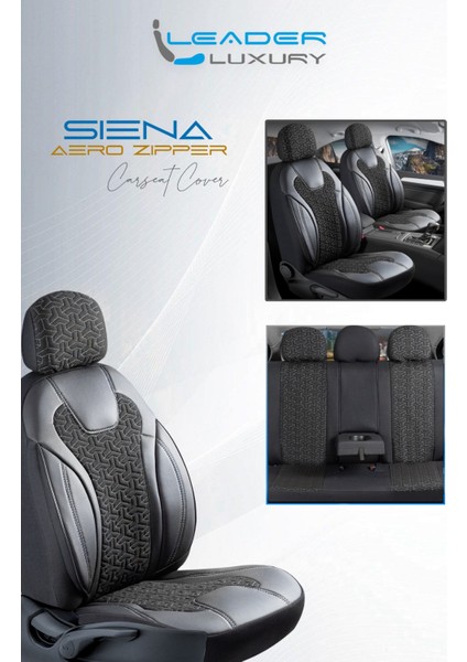 Peugeot 305 Deri Detaylı Oto Koltuk Kılıfı Ön Arka Set Siyah Beyaz Siena Seri Scr