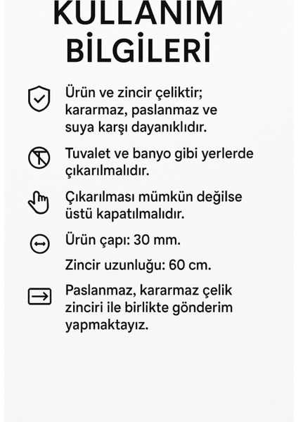 Siyah Renk Titanyum Kaplama Çelik Kolye Paslanmaz Zincir Kararmaz, Paslanmaz Dayanıklı